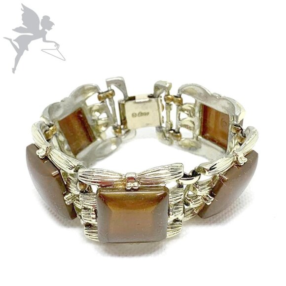 VINTAGE CORO 1950's Signed Thermoset Chunky Bracelet - Picture 1 of 5